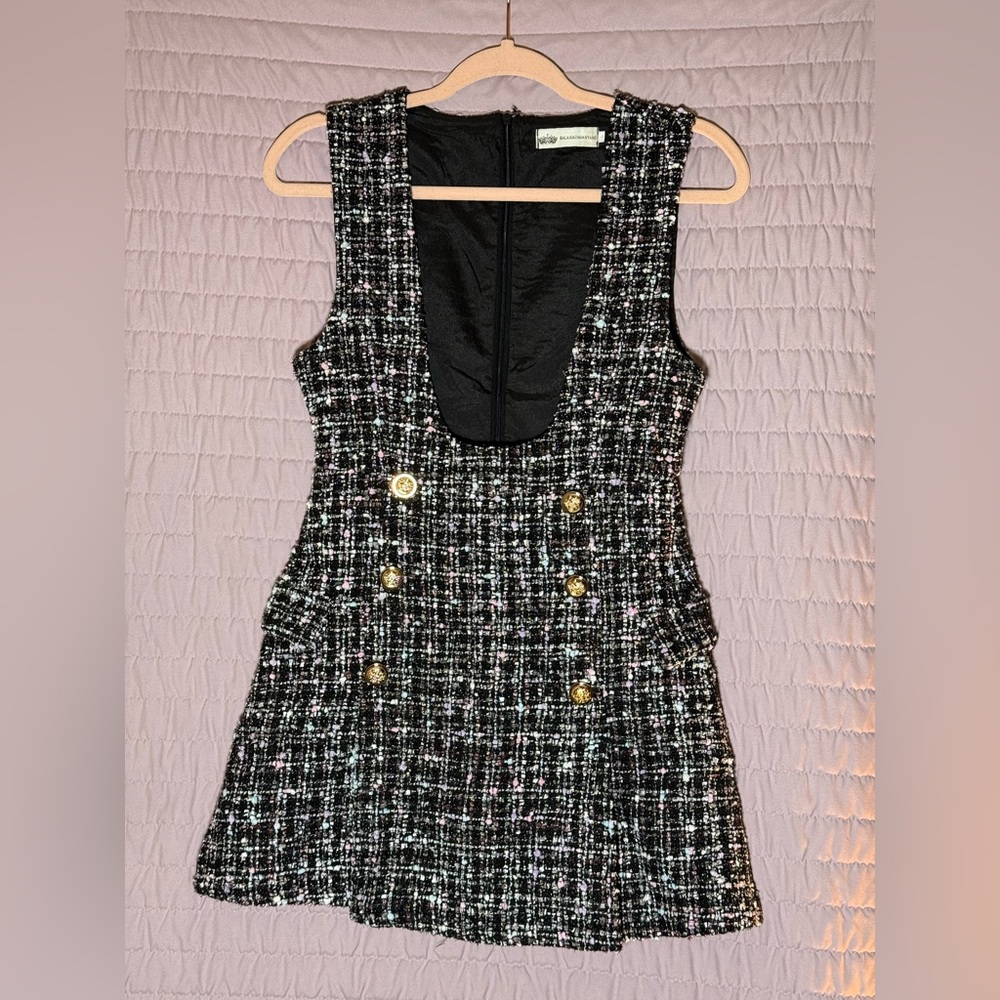 *SALE* Chic Tweed Dress with Gold Faux Buttons